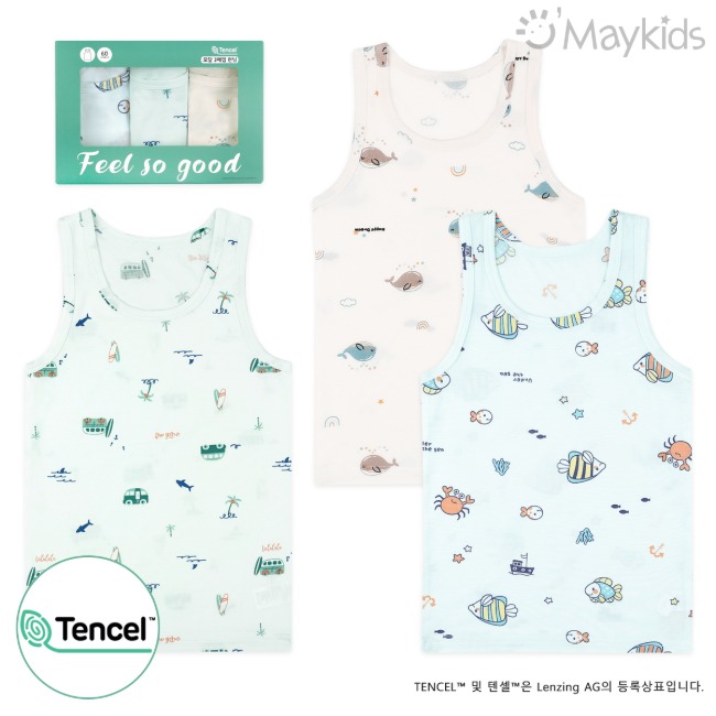 Non-fluorescent Ocean Friends Boy's 3-Pack Modal Tank Top
