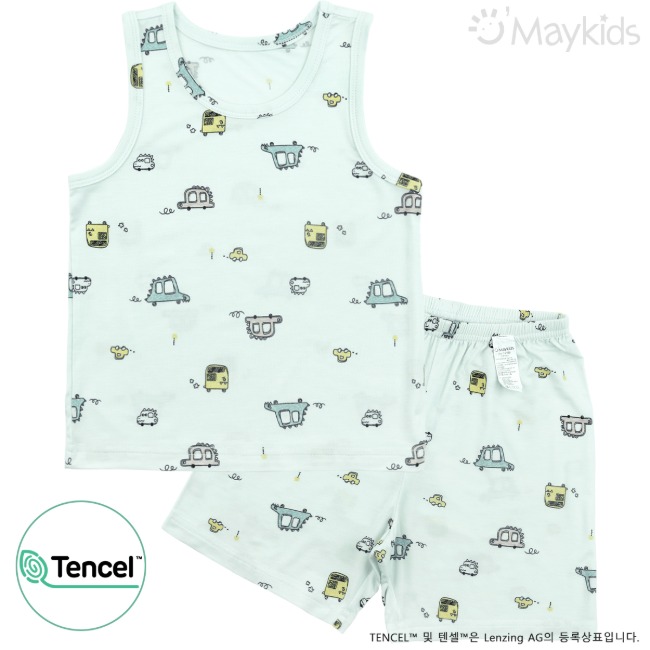 Non-fluorescent Vroom Dino Car - Sleeveless Modal