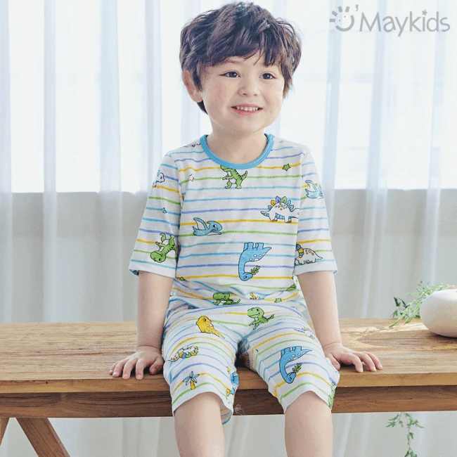 Rainbow Dino - 3/4 Length Slub