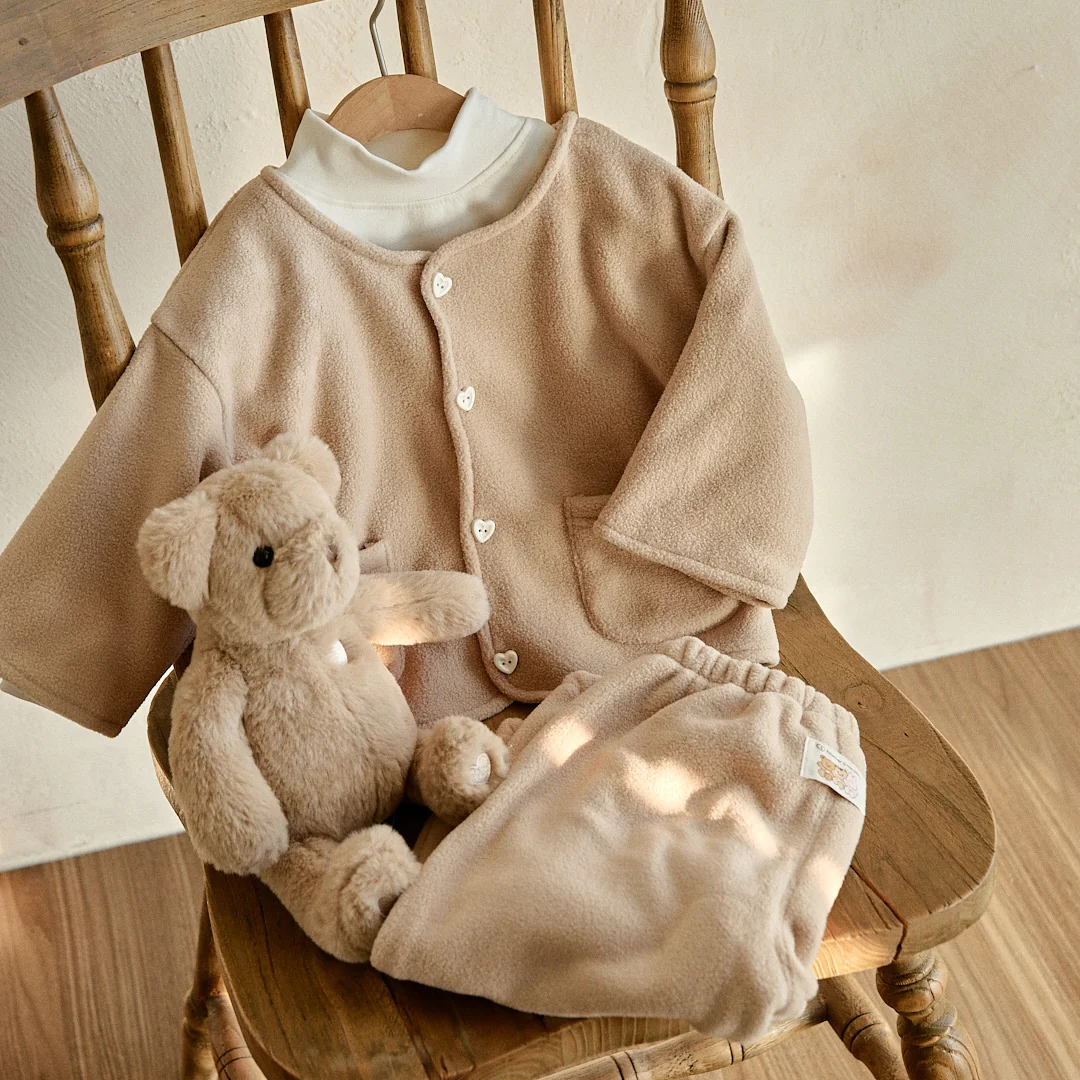 25F/W DOTTogether搖粒絨愛心紐扣保暖開襟衫