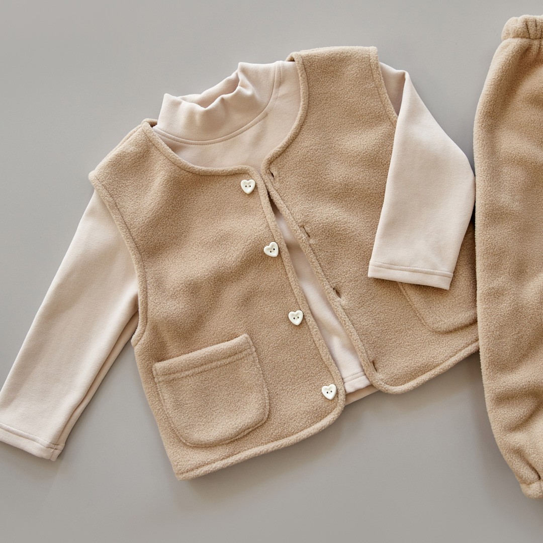 25F/W DOTTogether搖粒絨愛心紐扣保暖背心