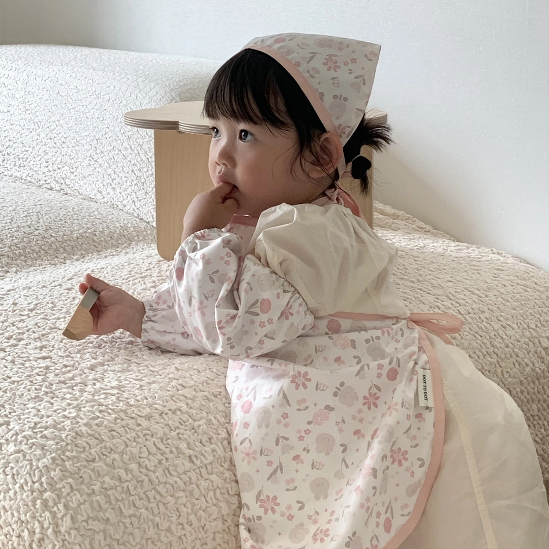 DOT TO DOT CocoBunny花瓣兔兔系列-防水圍裙三件組(圍裙+套袖+頭巾) 細節圖 4