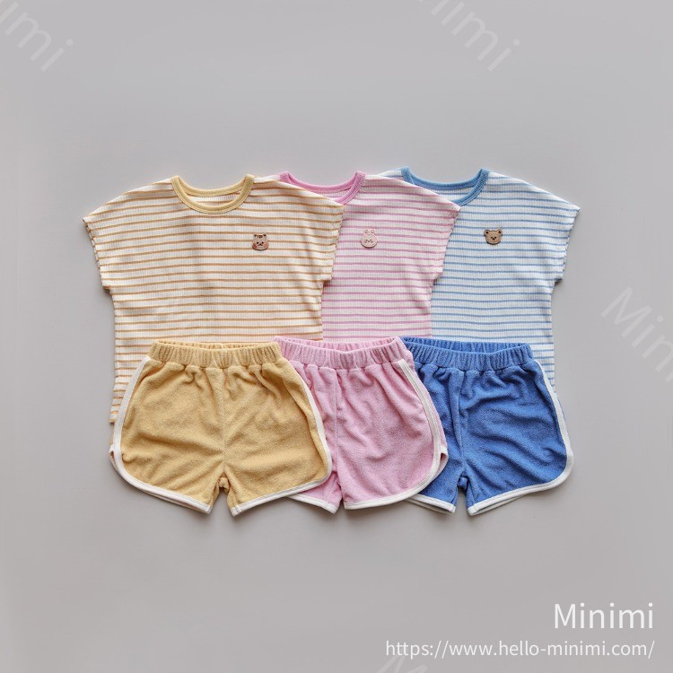 DOT TO DOT 26S/S DTD夏日透清涼系列-彩色條紋T恤&毛圈布短褲套裝 細節圖 9