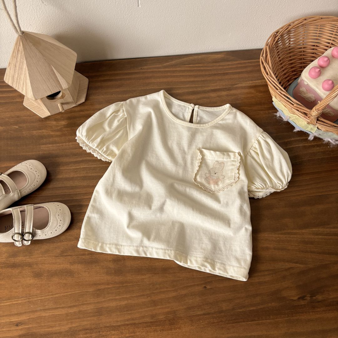 25S/S THE LITTLE MARKET 花邊口袋兔兔短袖T恤