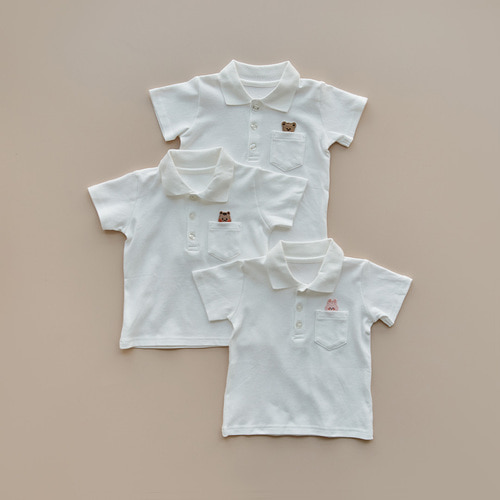 DOT TO DOT 25S/S DTD校園簡約風-POLO口袋白衫 ( 短袖 ) - 韓國童裝代購主圖