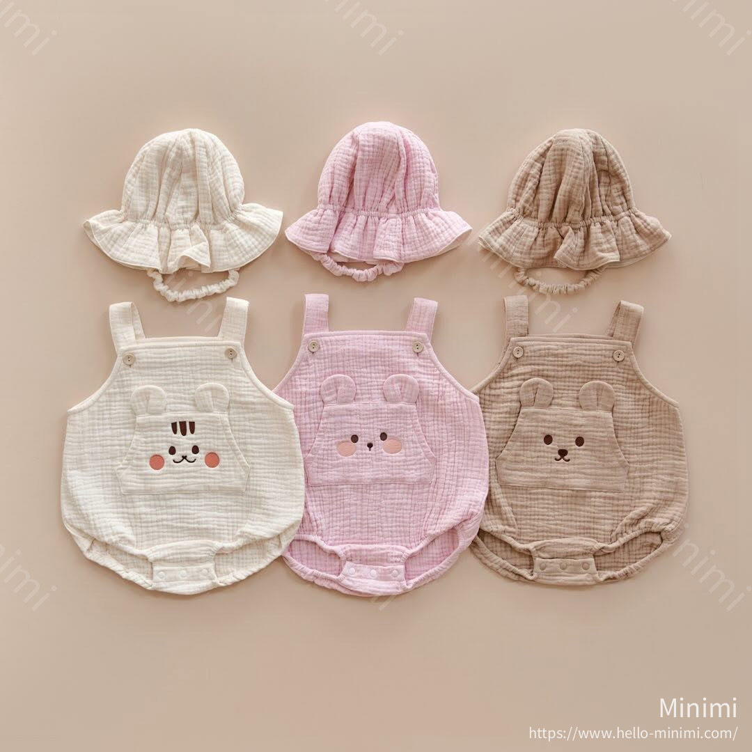DOT TO DOT 26S/S DTD奶萌人物系列🍼-棉紗背帶爬服(娃娃帽需另外購買) 細節圖 5