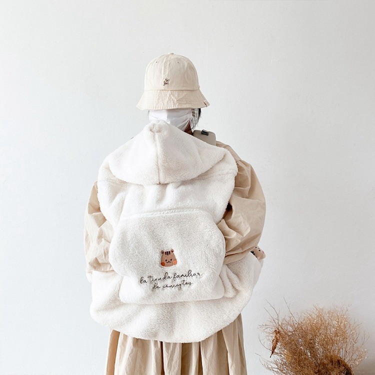 25F/W DTD溫馨抱抱暖白系列-微纖維雪花背巾毯