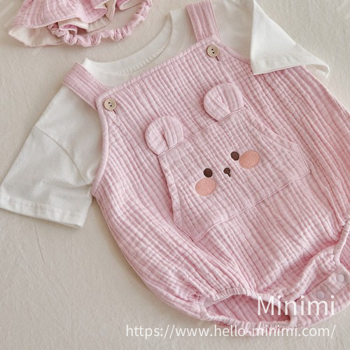 DOT TO DOT 26S/S DTD奶萌人物系列🍼-棉紗背帶爬服(娃娃帽需另外購買) 細節圖 4