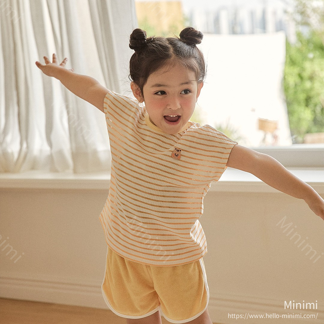 26S/S DTD夏日透清涼系列-彩色條紋T恤&毛圈布短褲套裝