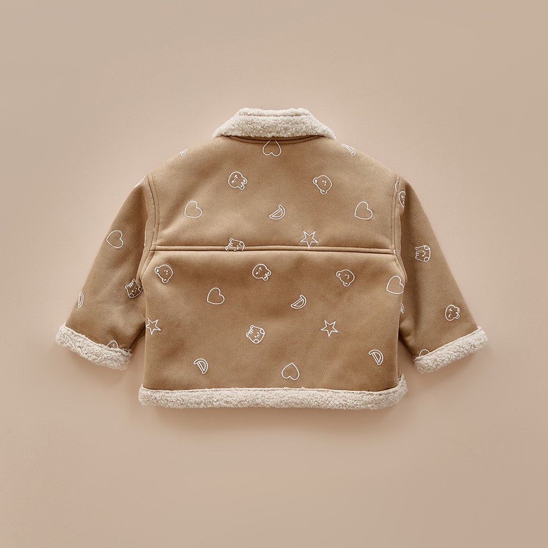 25F/W DTD玩轉人物系列-可洗刺繡翻皮毛夾克