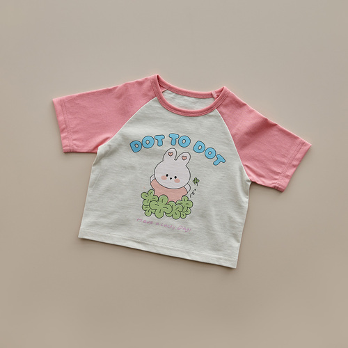 25S/S DOTClover幸運四葉草系列-拼色T恤