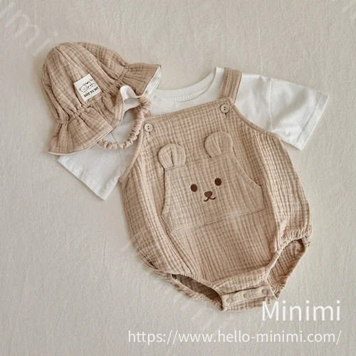 DOT TO DOT 26S/S DTD奶萌人物系列🍼-棉紗背帶爬服(娃娃帽需另外購買) 細節圖 3