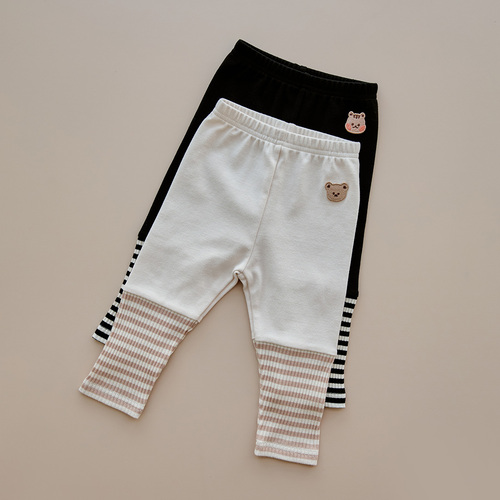 25S/S 果凍人物條紋拼色緊身褲