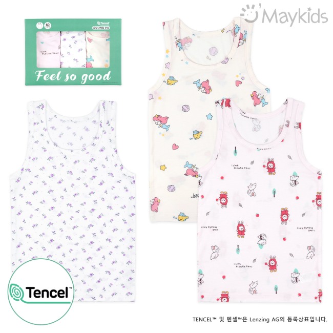 Non-fluorescent Coral Sweet Girl Girl's 3-Pack Modal Tank Top