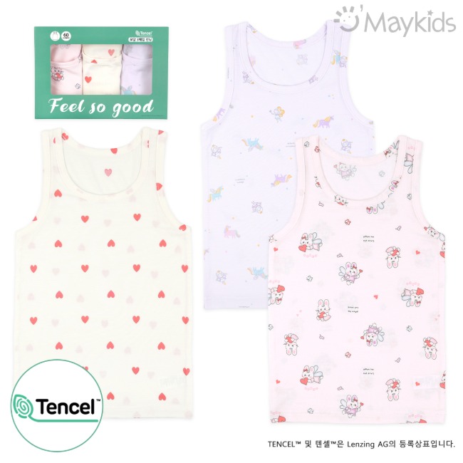 Non-fluorescent Heart Angel Girl's 3-Pack Modal Tank Top