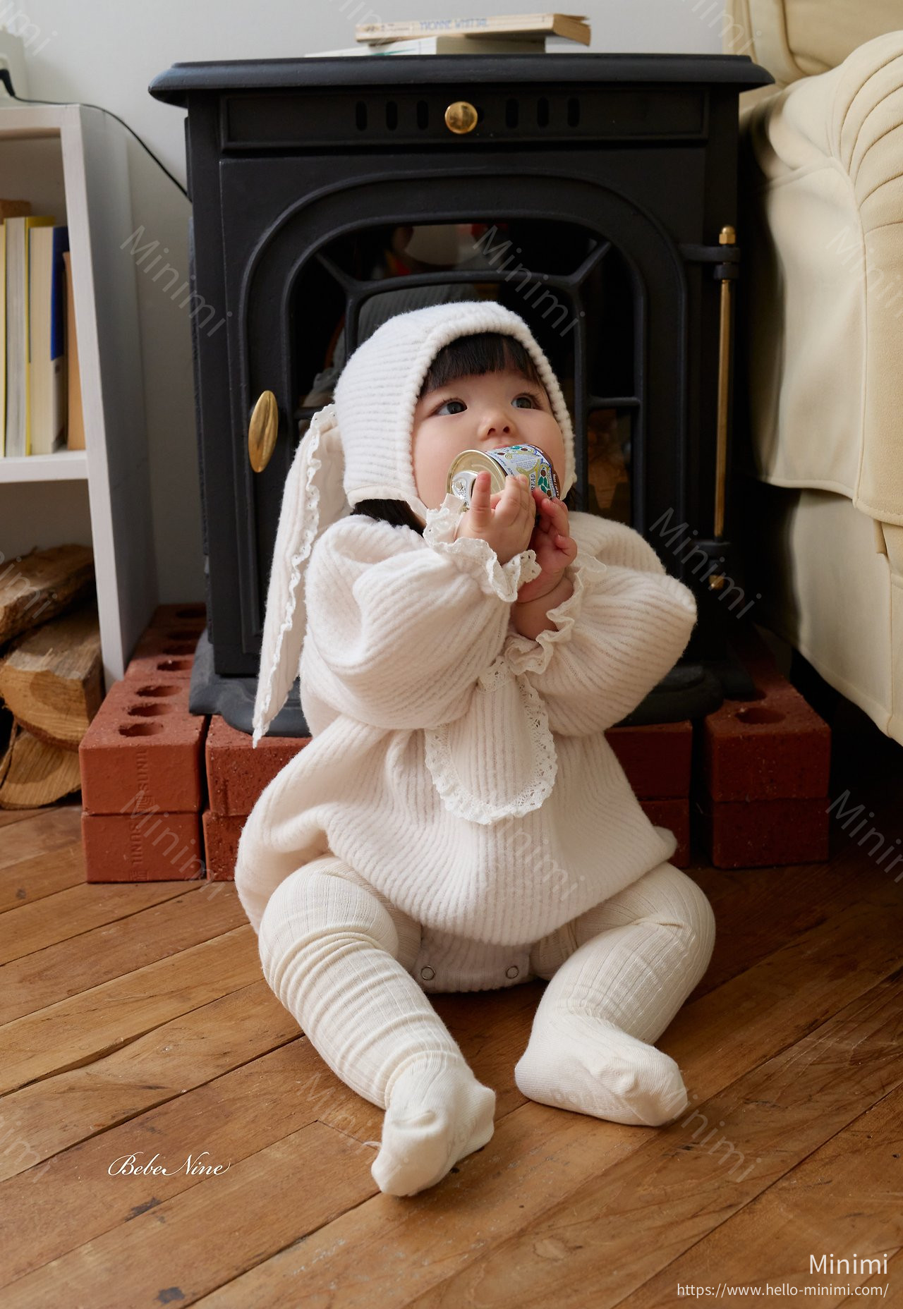 bebe nine Heart Brushed-Lining Frill Romper 細節圖 9