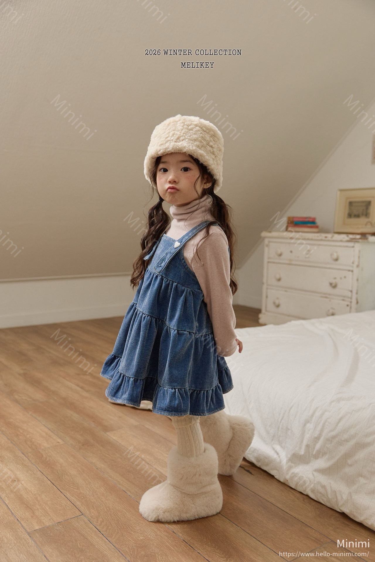 Melikey Tiered Velvet Denim Dress 細節圖 11