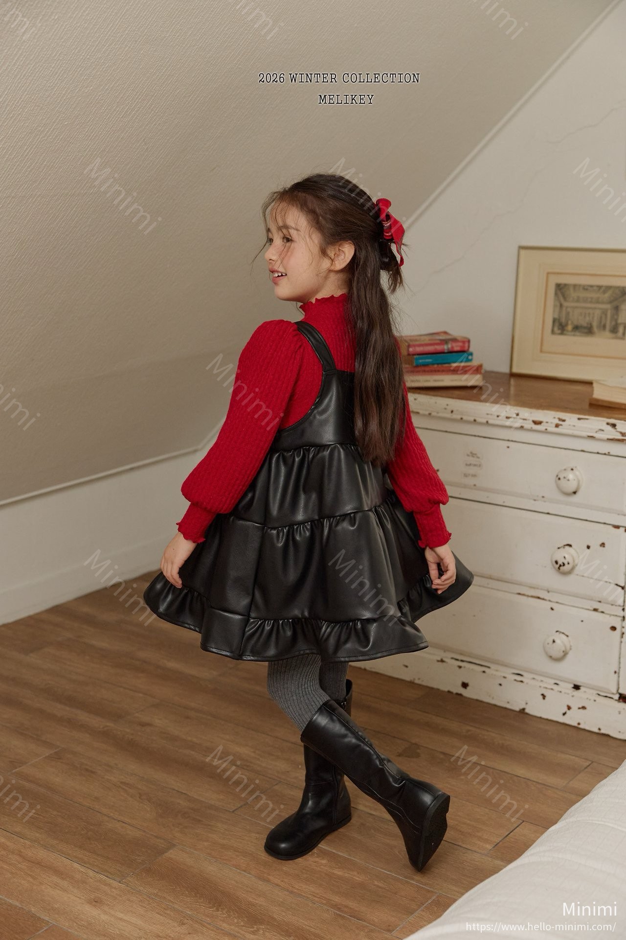 Melikey Chic Leather Tiered Dress 細節圖 19