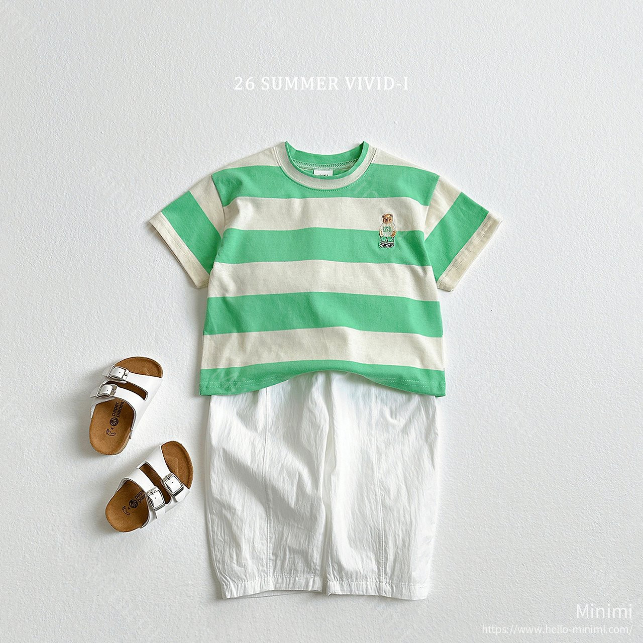 VIVID-I Thick Stripe Bear Embroidery T-Shirt 細節圖 10