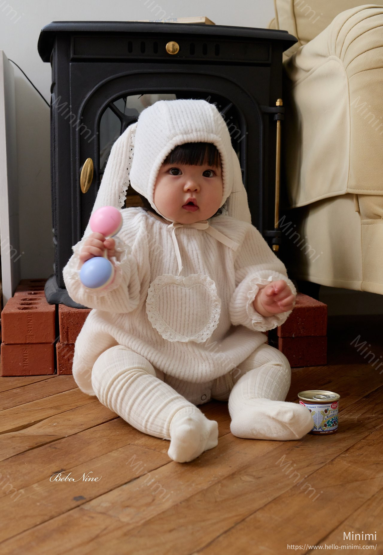 Heart Brushed-Lining Frill Romper