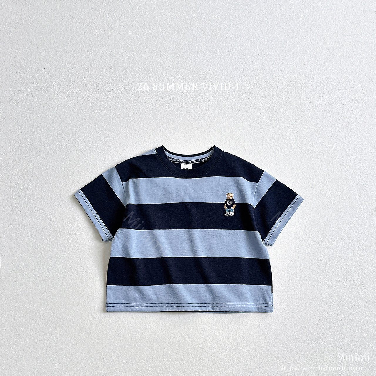 VIVID-I Thick Stripe Bear Embroidery T-Shirt 細節圖 6
