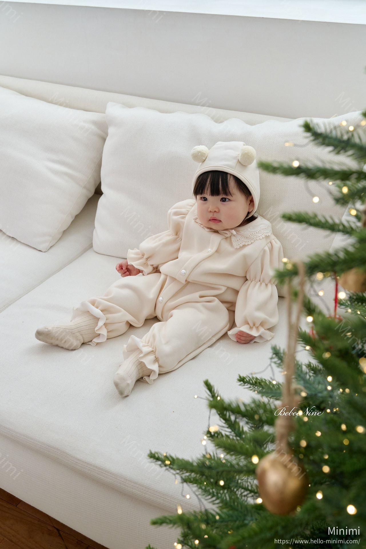 bebe nine Puff-Sleeve Lace Romper 細節圖 13
