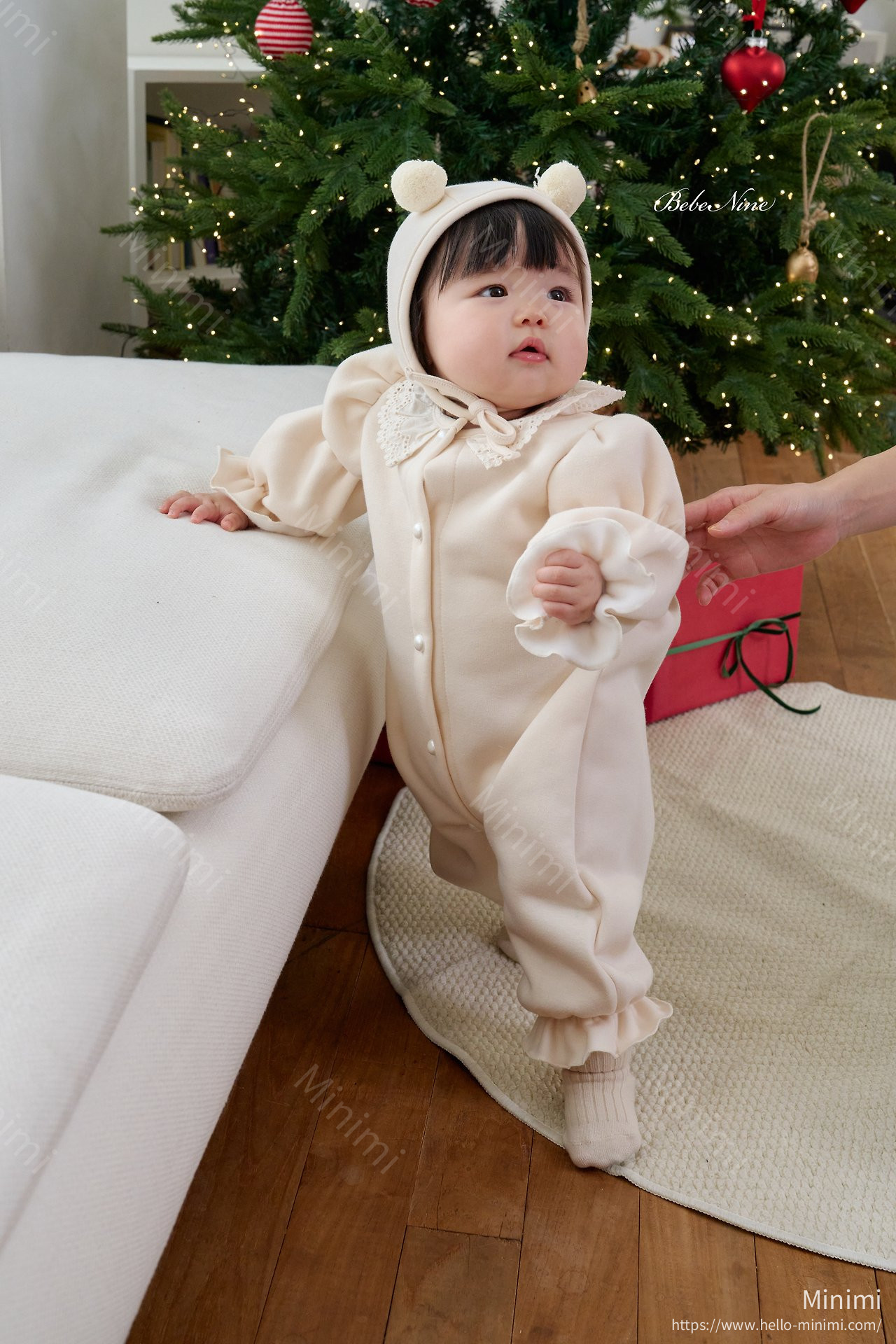 bebe nine Puff-Sleeve Lace Romper 細節圖 9