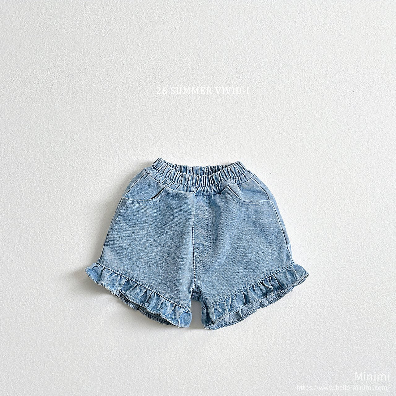 VIVID-I Ruffle Non-fade Denim Shorts 細節圖 1