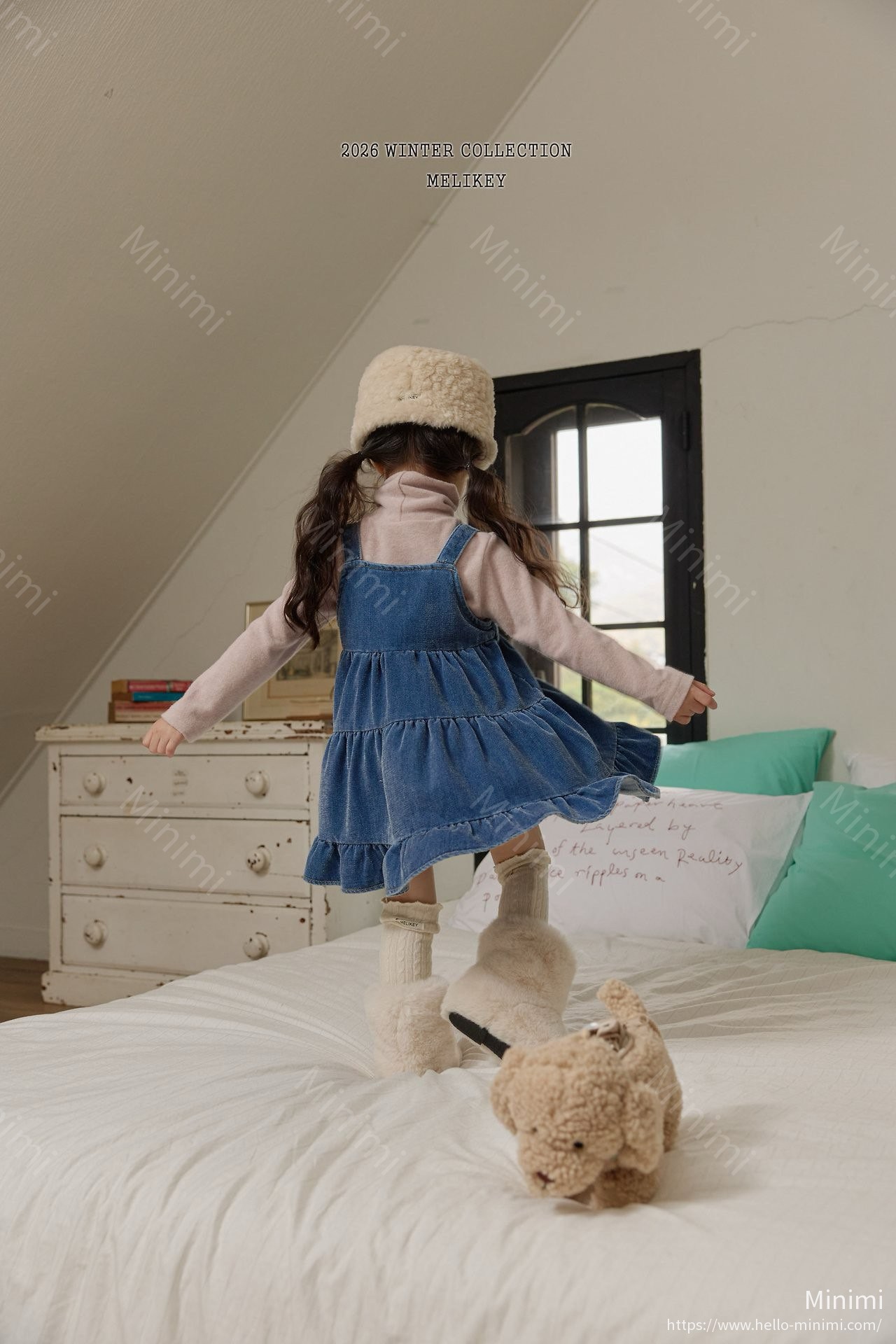 Melikey Tiered Velvet Denim Dress 細節圖 1