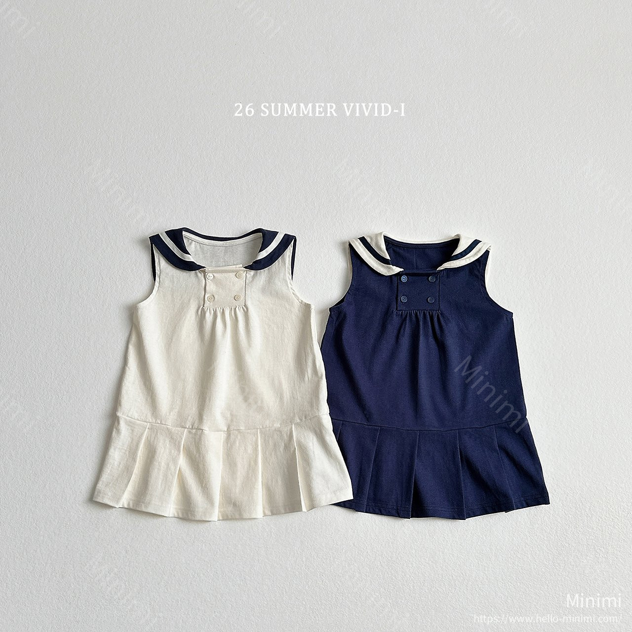 VIVID-I Sailor Sleeveless Dress - 韓國童裝代購主圖