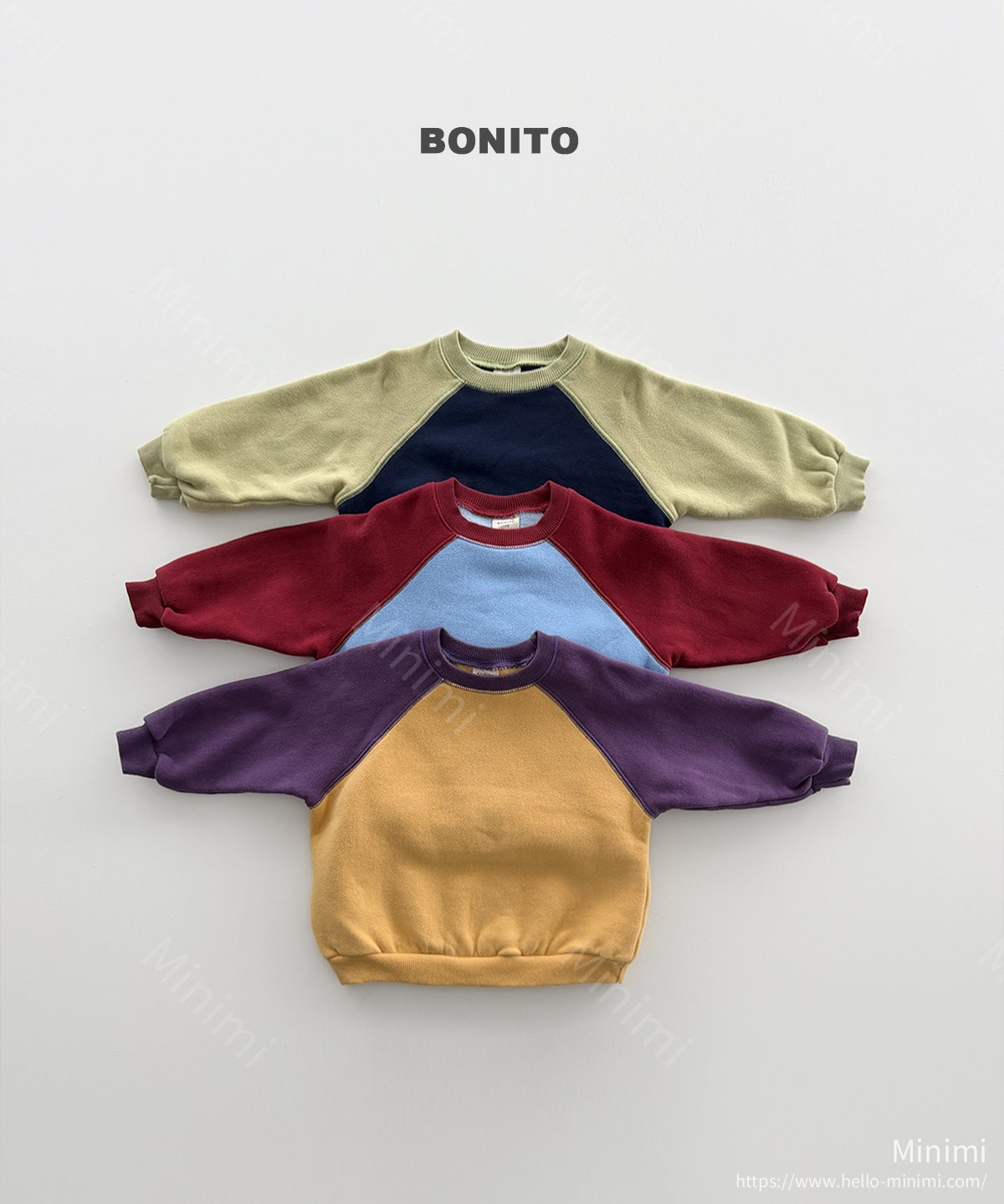 BONITO Color Raglan Sweatshirt - 韓國童裝代購主圖