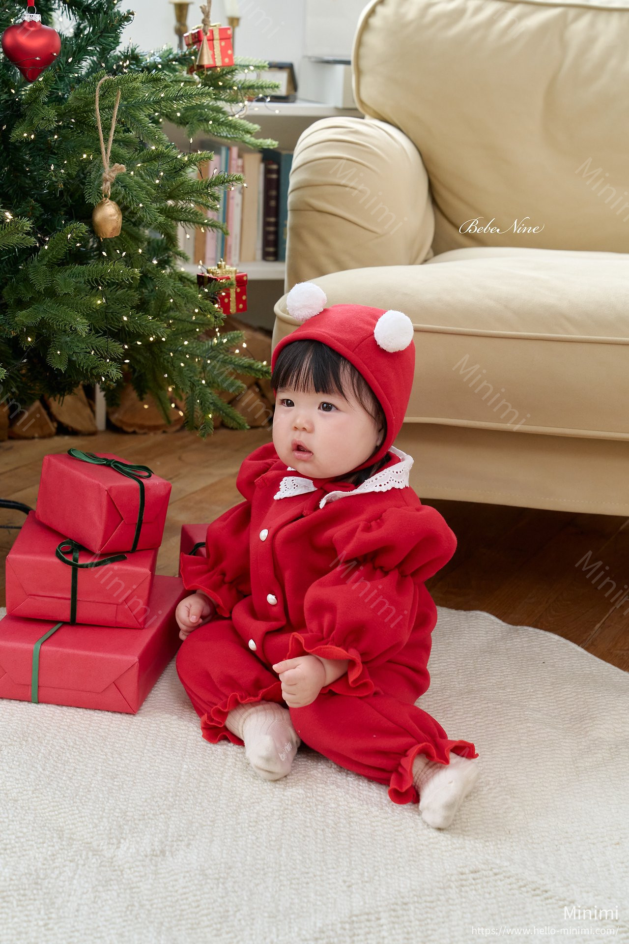 bebe nine Puff-Sleeve Lace Romper 細節圖 6