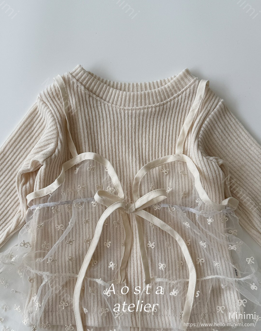 Aosta atelier Lace Ribbon Open Dress 細節圖 15