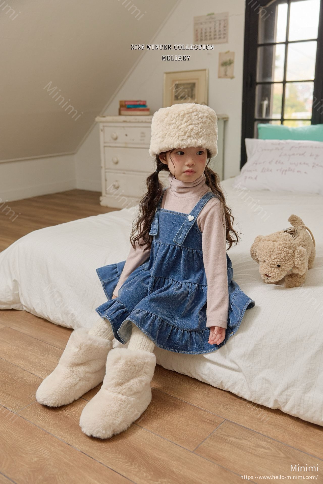 Melikey Tiered Velvet Denim Dress 細節圖 13