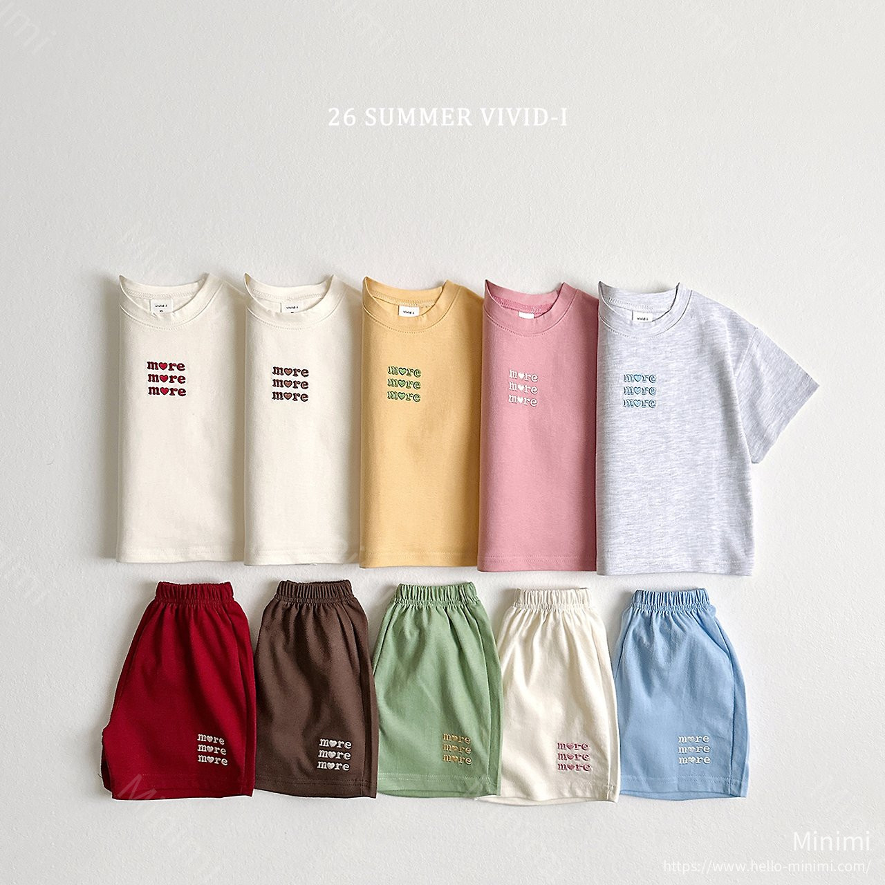 VIVID-I More Embroidery Color Block Set - 韓國童裝代購主圖