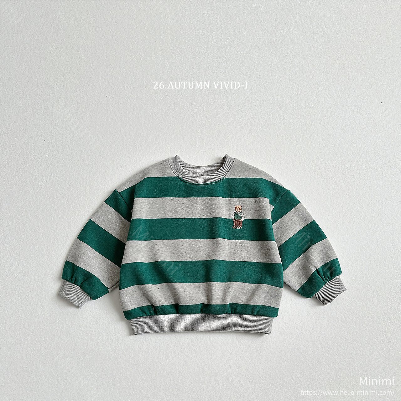 VIVID-I Big Stripe Bear Embroidery Sweatshirt 細節圖 2