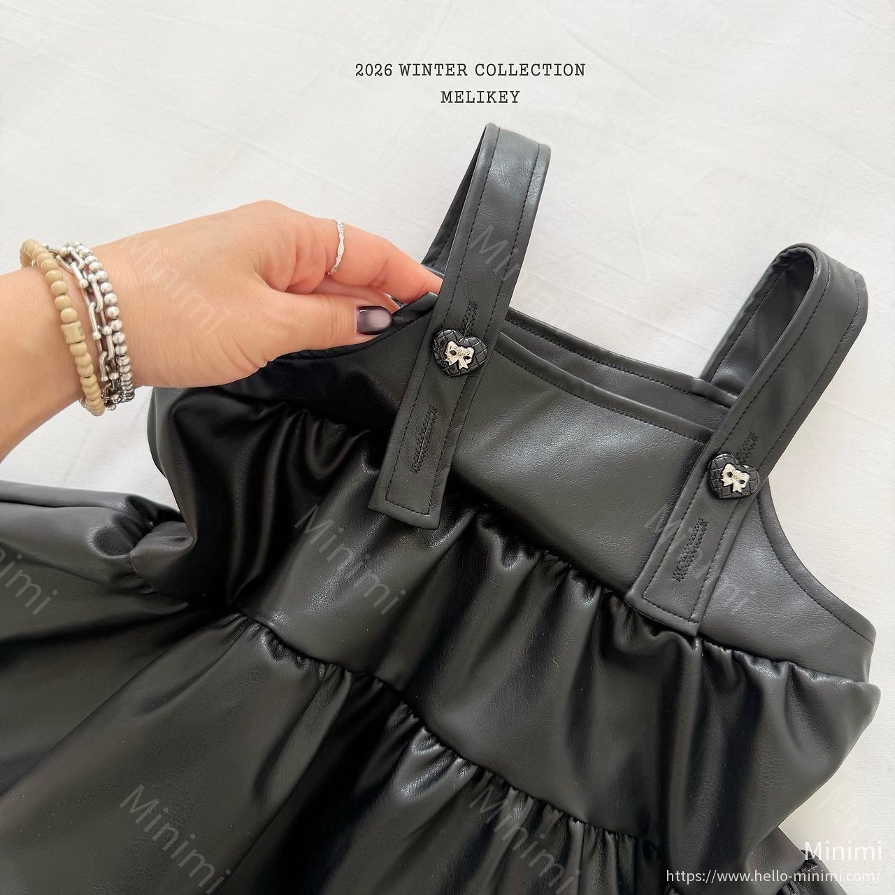 Melikey Chic Leather Tiered Dress 細節圖 22
