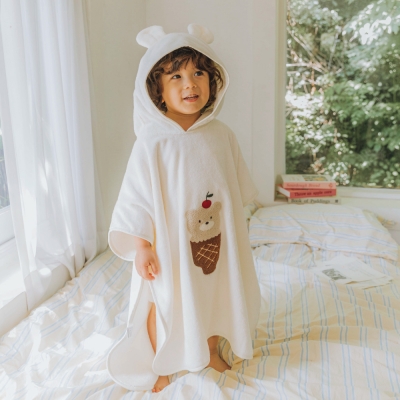 [Koongs Koongs] Ice Bear Double-Sided Bath Hood Towel Toddler Beach Robe Baby Shower Robe
