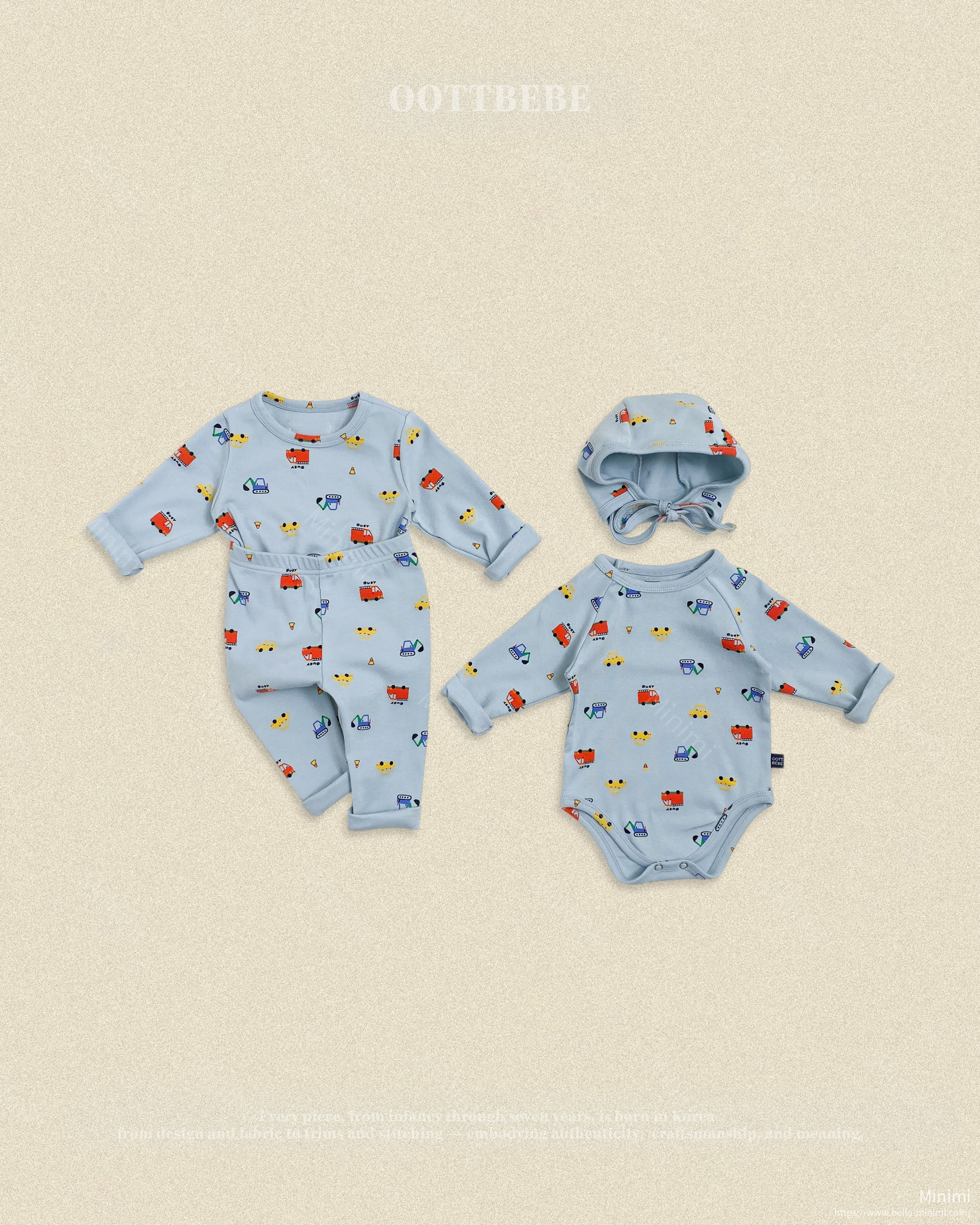 oott bebe Car Bodysuit + Bonnet Set 細節圖 5