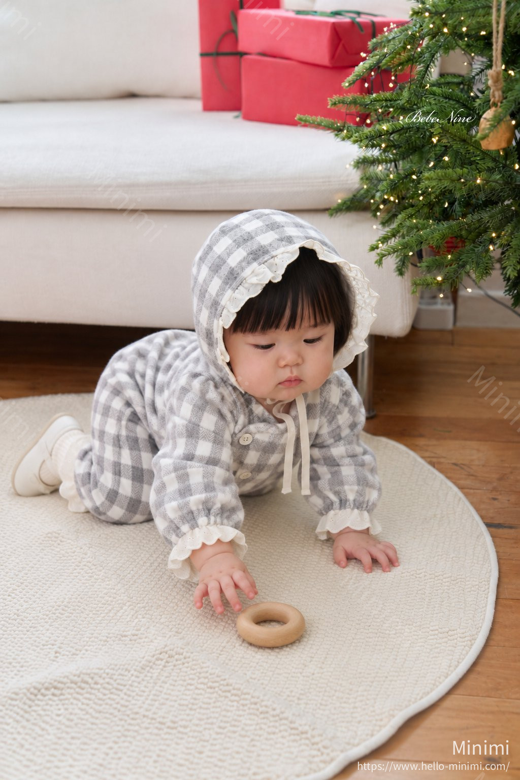 bebe nine Loopy Check Frill Romper 細節圖 15