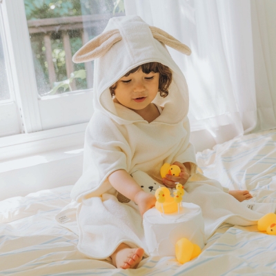 [Koongs Koongs] Puppy Double-Sided Bath Hood Towel Toddler Beach Robe Baby Shower Robe