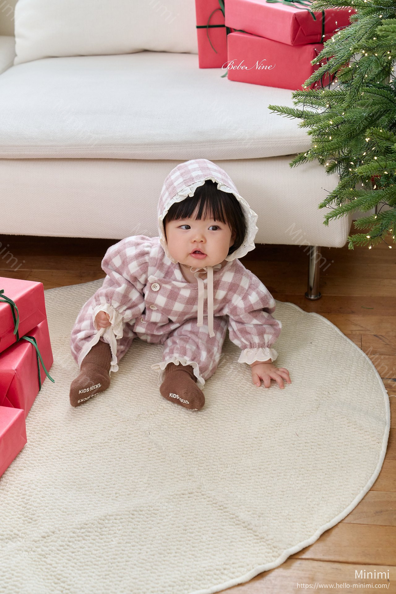 bebe nine Loopy Check Bonnet 細節圖 6