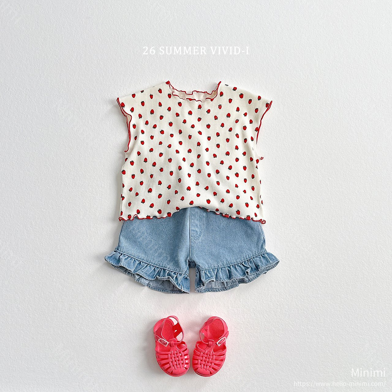 VIVID-I Strawberry Dot Fluted T-Shirt 細節圖 7