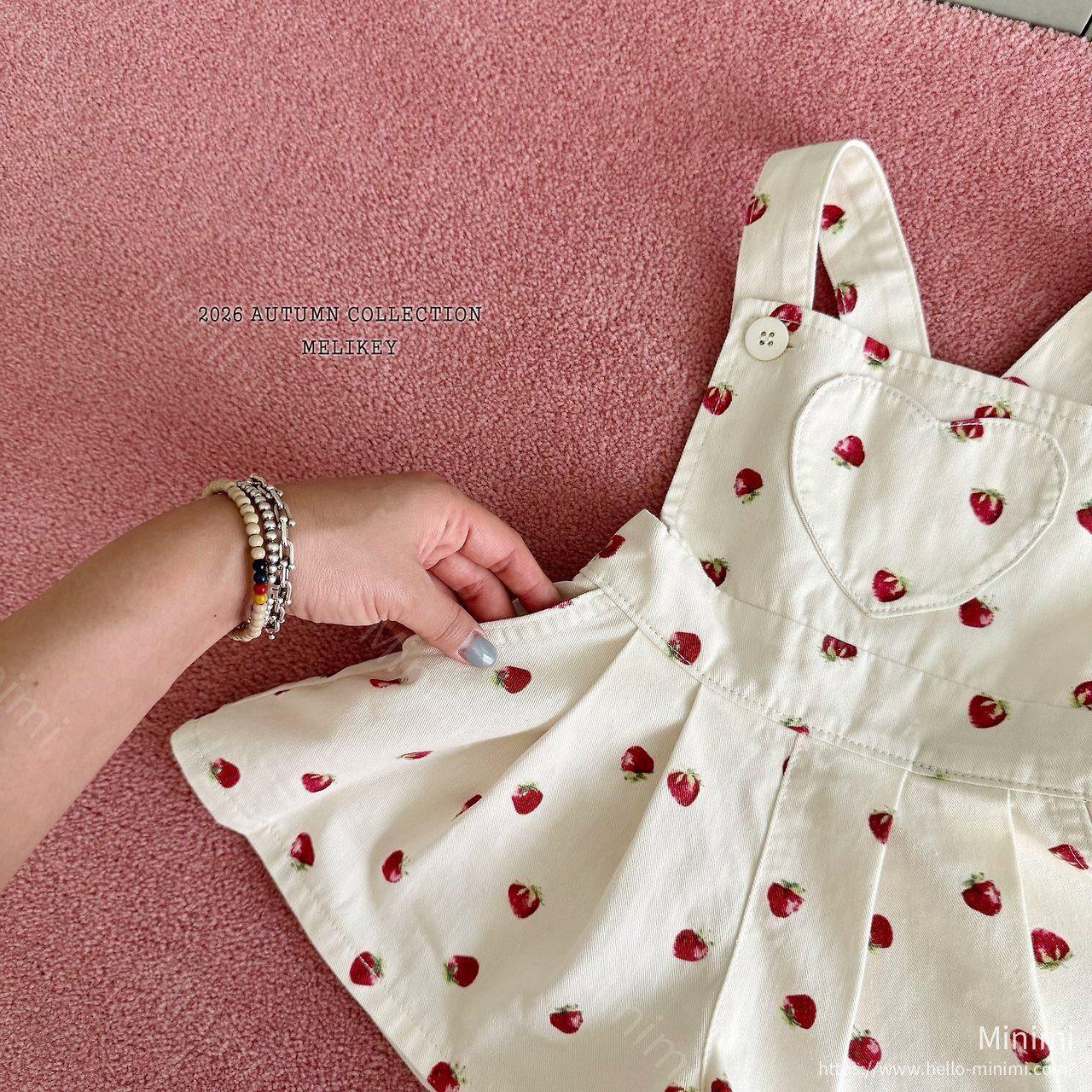 Melikey Strawberry Heart Overalls 細節圖 2