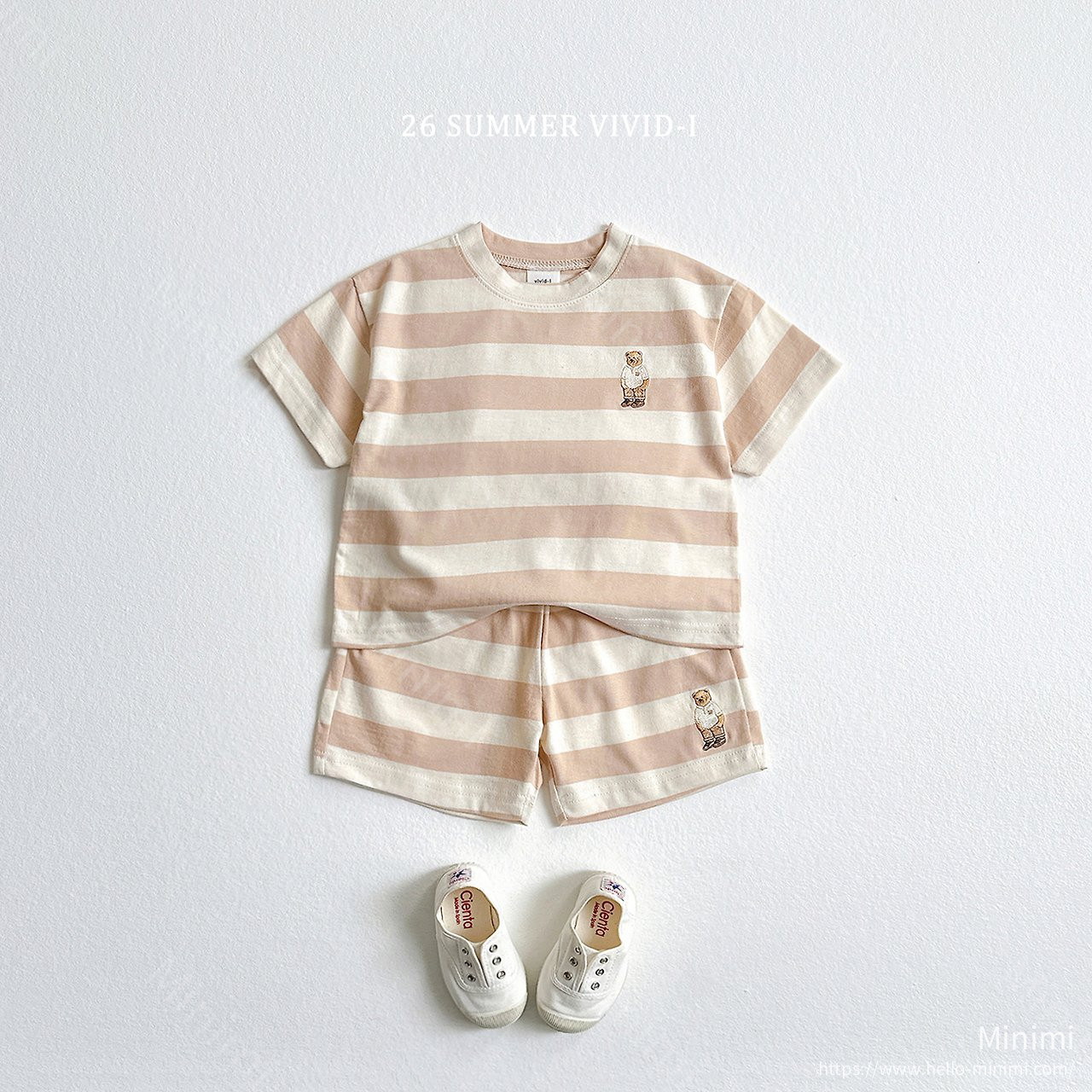 VIVID-I Bear Embroidery Striped Set 細節圖 2
