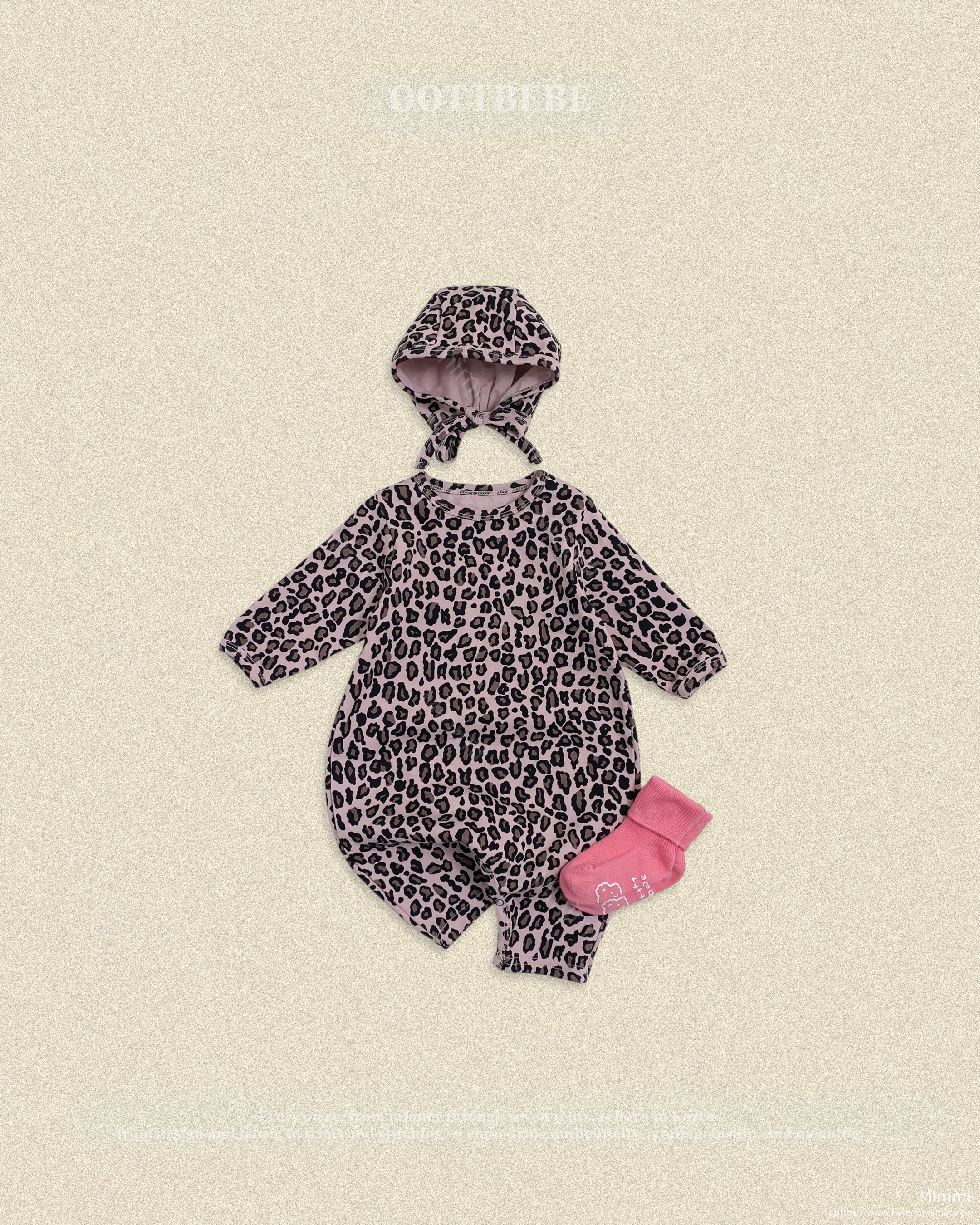 oott bebe Little Leopard Full Bodysuit + Bonnet Set 細節圖 1