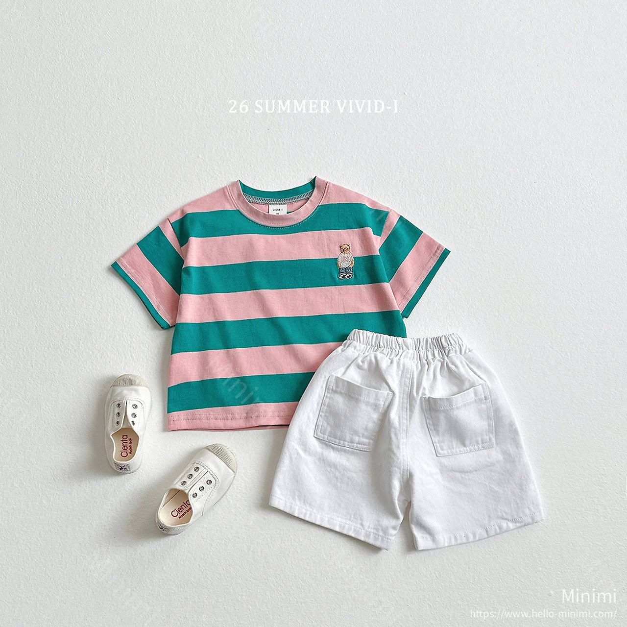 VIVID-I Thick Stripe Bear Embroidery T-Shirt 細節圖 14