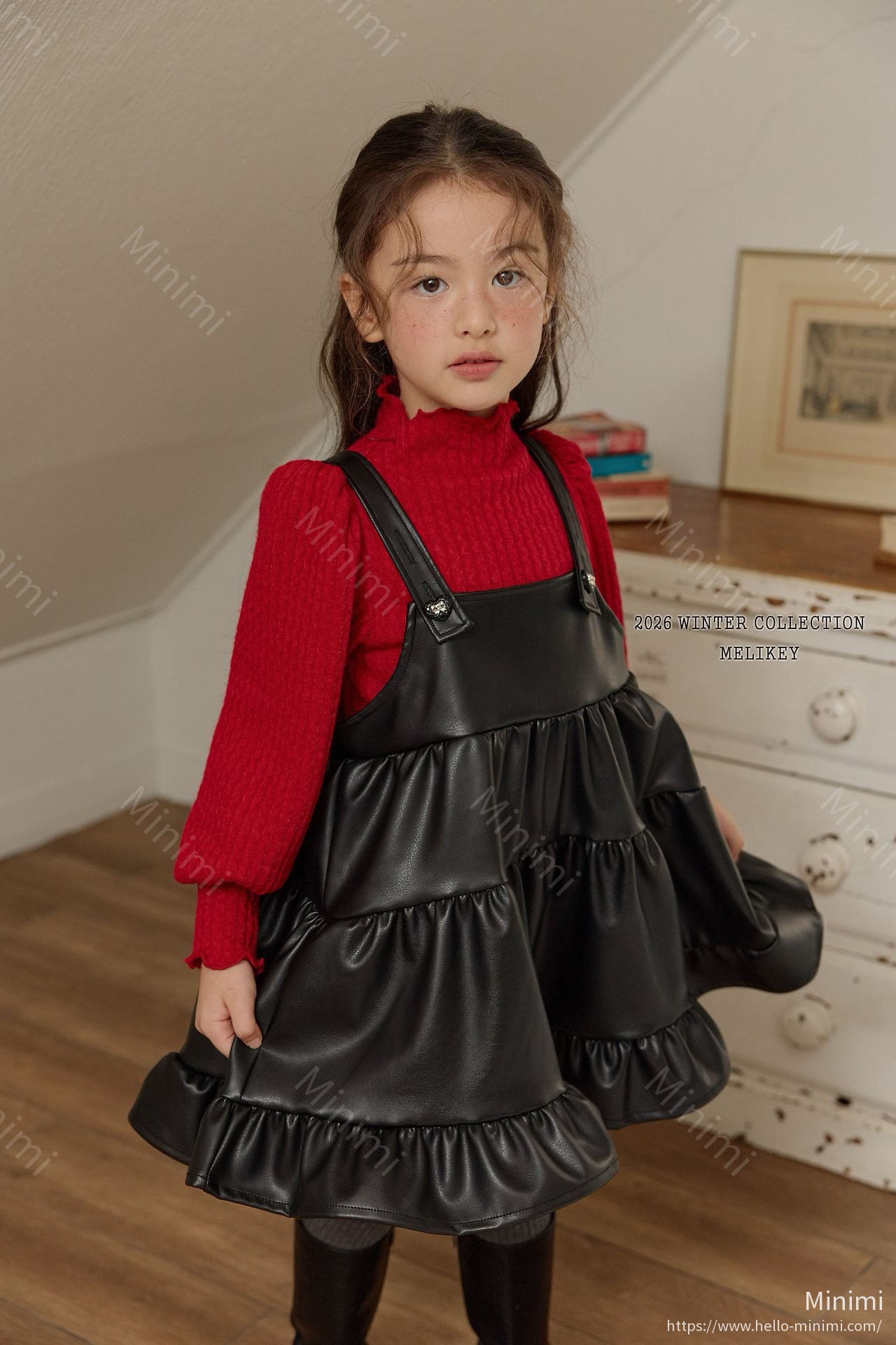 Melikey Chic Leather Tiered Dress 細節圖 3