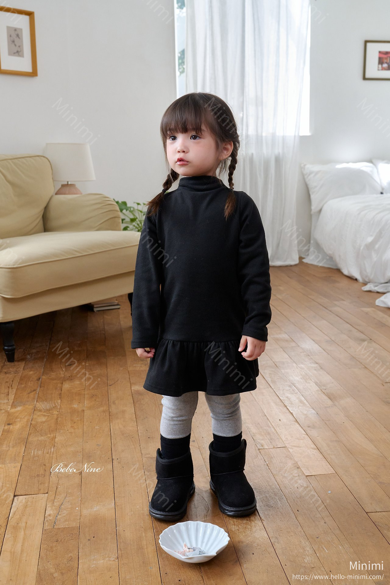 bebe nine Mock-Neck Dress 韓國童裝現貨