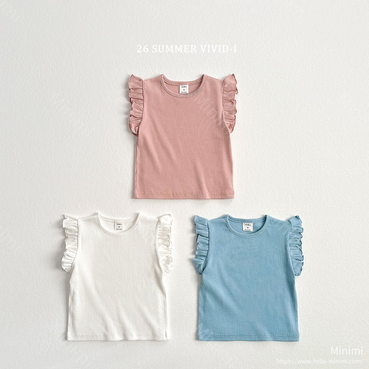 VIVID-I Ribbed Ruffle Sleeveless Top - 韓國童裝代購主圖